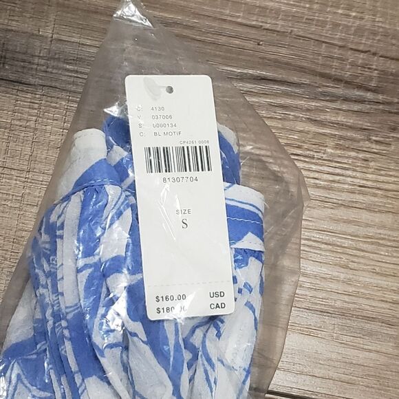 Anthropologie V-Neck Ruffle-Sleeve Pleated Dress In Blue Motif Size Small NWT - Picture 11 of 11